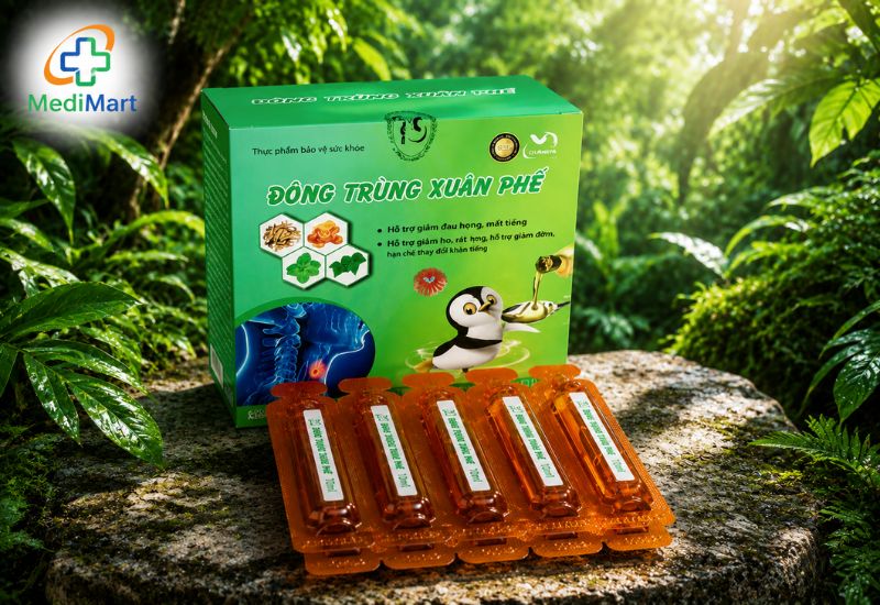 Siro bổ phế, giảm ho Đông Trùng Xuân Phế (Hộp 4 vỉ x 5 ống)