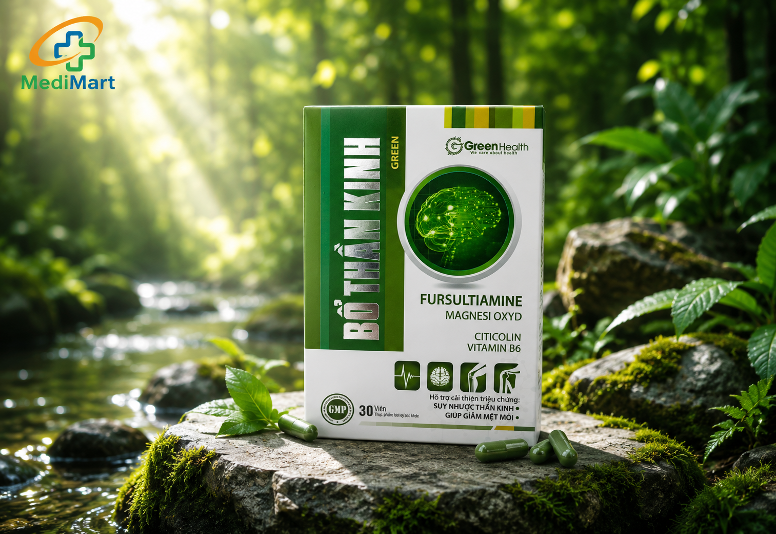 Thực phẩm bảo vệ sức khỏe Bổ thần kinh Green Fursultiamine (Hộp 1 lọ 30 viên)
