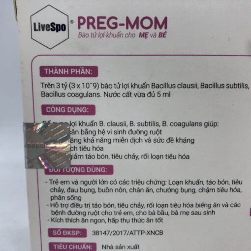 Bào tử lợi khuẩn cho mẹ và bé LiveSpo Preg-Mom