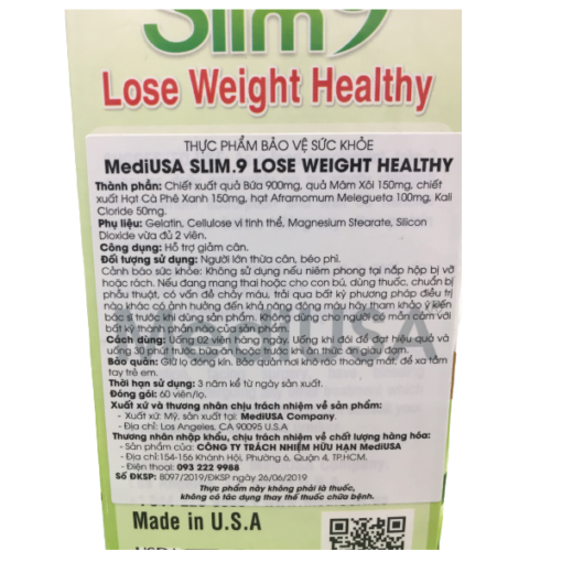 Viên uống hỗ trợ giảm cân MediUSA Slim 9