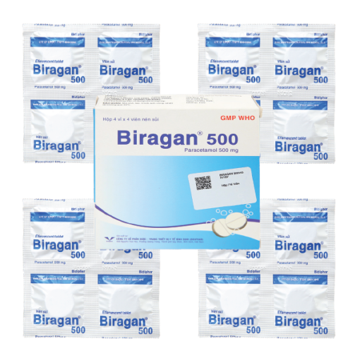 Thuốc Biragan 500mg (Hộp 4 vỉ x 4 viên sủi)