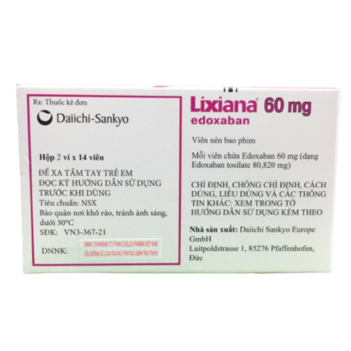 Lixiana 60 mg Film-Coated Tablets Edoxaban - Ngăn ngừa cục máu đông