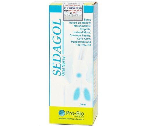 Xịt Họng Giảm Ho, Sạch Họng Sedagol Oral Spray Pro-Bio 30Ml