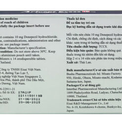 Thành phần thuốc Aricept Evess 10mg giúp điều trị bệnh Alzheimer.