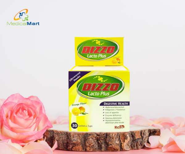 Viên uống Dizzo Lacto Plus hỗ trợ giảm đầy hơi, khó tiêu (Hộp 30 gói)