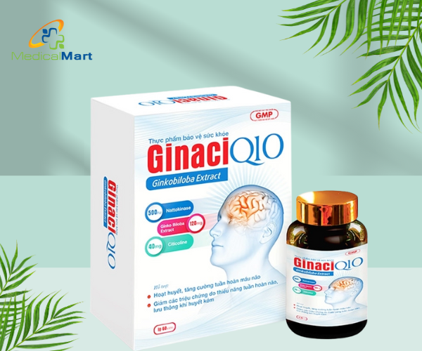 Viên uống Ginaci Q10 Dragon hỗ trợ hoạt huyết, tuần hoàn máo não (Hộp 60 viên)