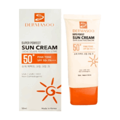 Kem chống nắng Dermasoo Super Perfect Sun Cream Pink Tone SPF50 PA+++ giúp che khuyết điểm, bảo vệ da khỏi tác hại tia UV, ngăn ngừa lão hóa (50ml)