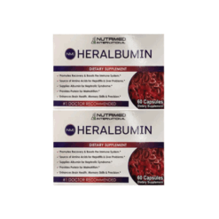 Thuốc Heralbumin Nutrimed International điều trị suy gan, suy thận (Hộp 1 lọ 60 viên nang)