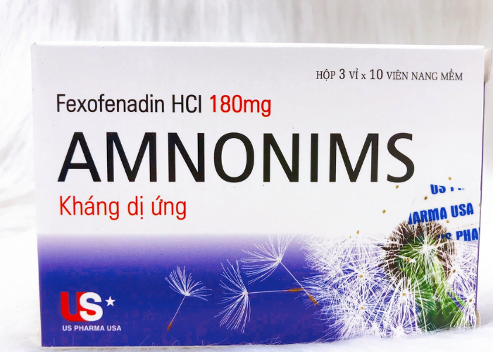 Viên nang Amnonims 180mg điều trị các chứng của viêm mũi dị ứng, mề đay (3 vỉ x 10 viên)