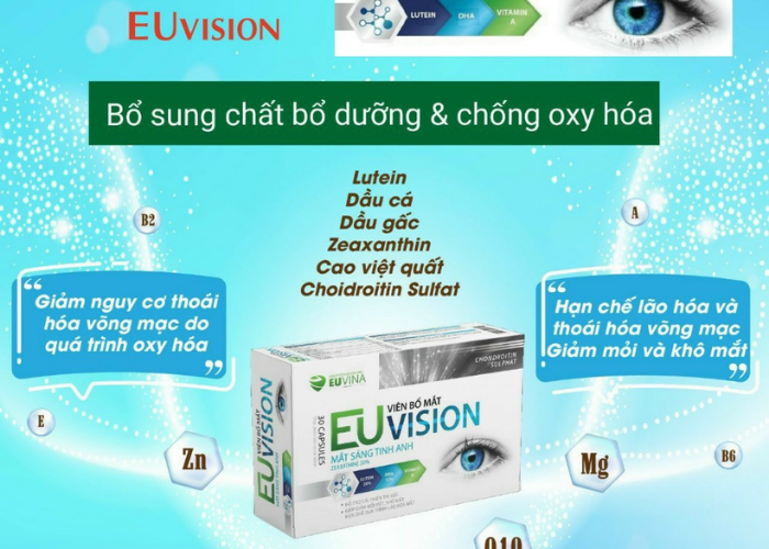 Viên uống bổ mắt EU VISION giảm mỏi mắt, khô mắt (Hộp 30 viên)