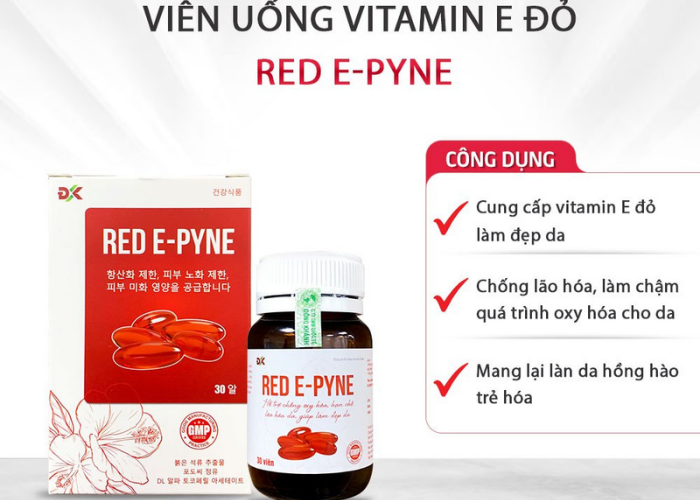 Viên uống Red E-Pyne Mediphar giúp bảo vệ làn da khỏi các tác động xấu (3 vỉ x 10 viên)
