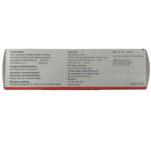 TA - Thuốc Fegem-100 Torrent bổ sung Sắt, ngăn ngừa thiếu máu