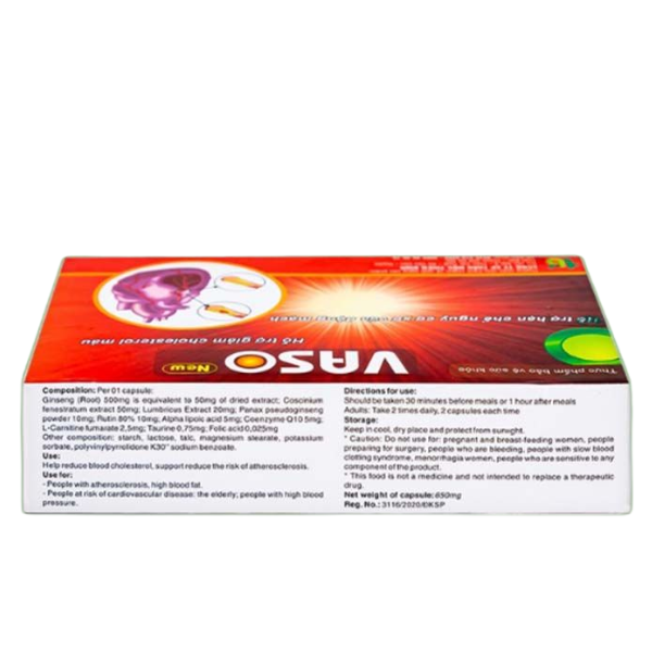 TA - Viên uống Vaso New Thiên Bình giảm mỡ máu hỗ trợ tăng cường sức khỏe tim mạch