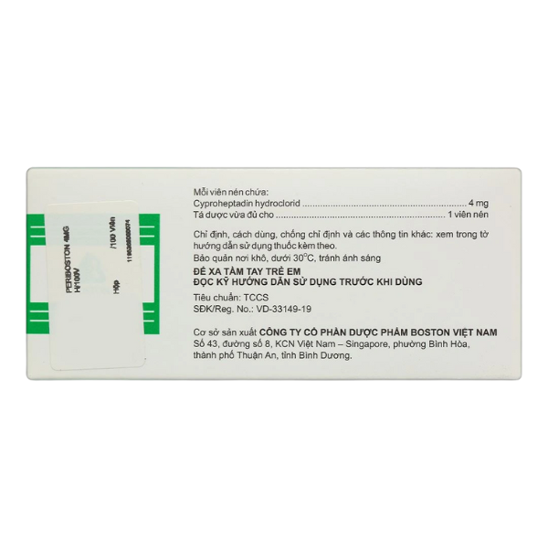 TP - Thuốc Periboston 4mg điều trị dị ứng và ngứa, đau nửa đầu và đau đầu