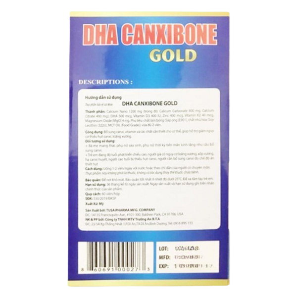 TP - Viên uống DHA Canxibone Gold bổ sung canxi phòng ngừa loãng xương