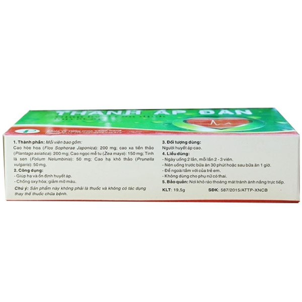 TP - Viên uống Thanh áp đan điều trị hạ huyết áp và giảm mỡ máu