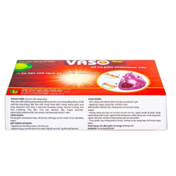 TP - Viên uống Vaso New Thiên Bình giảm mỡ máu hỗ trợ tăng cường sức khỏe tim mạch