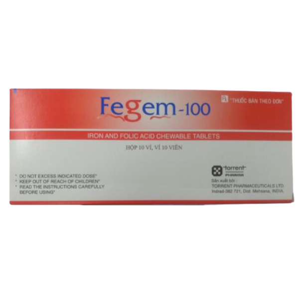 Thuốc Fegem-100 Torrent bổ sung Sắt, ngăn ngừa thiếu máu Thuốc Fegem-100 Torrent bổ sung Sắt, ngăn ngừa thiếu máu