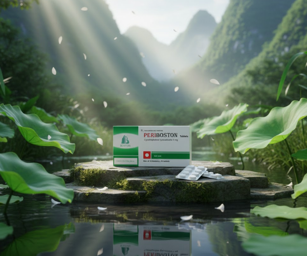 Thuốc Periboston 4mg điều trị dị ứng và ngứa, đau nửa đầu và đau đầu (Hộp 10 vỉ x 10 viên)
