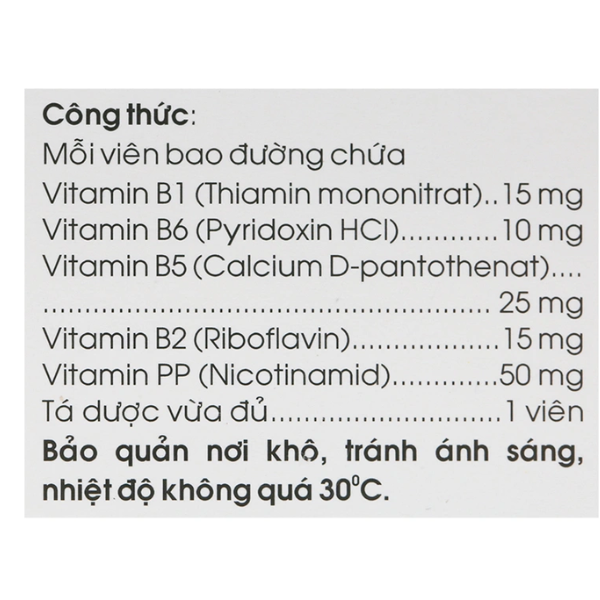 Toa CT - Thuốc B-coenzyme bổ sung vitamin nhóm B, giảm suy nhược
