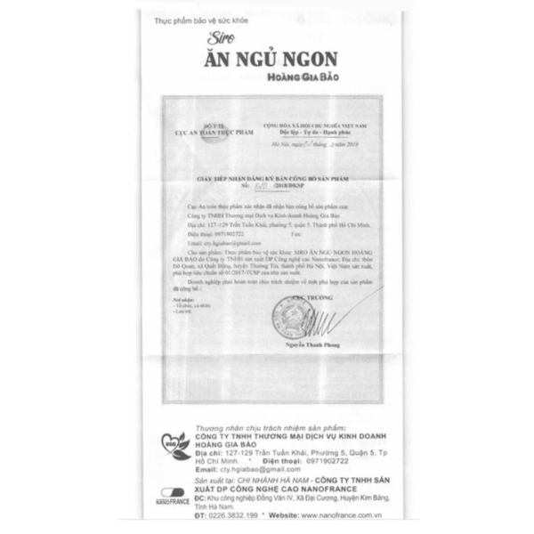 Toa - Siro ăn ngủ ngon Hoàng Gia Bảo giúp hệ tiêu hóa của bé khỏe mạnh