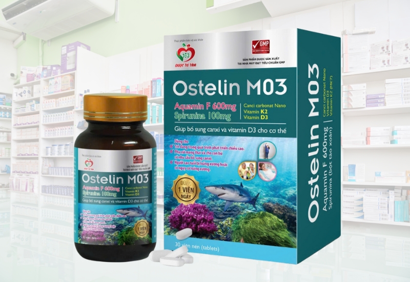 Viên uống Canxi & Vitamin D3 Ostelin M03 hỗ trợ phát triển chiều cao, giảm loãng xương hộp 30 Viên