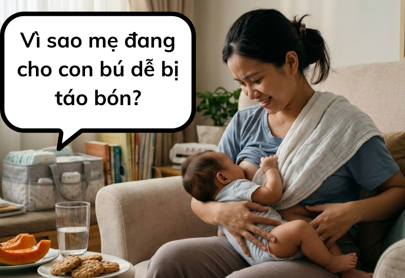 Vì sao mẹ đang cho con bú dễ bị táo bón