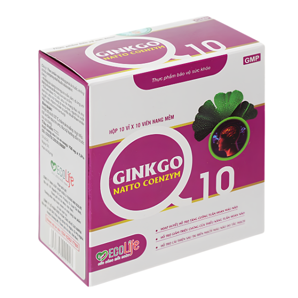 Viên uống Ginkgo Natto Coenzym Q10 Ecolife Abipha hỗ trợ tăng cường lưu thông máu não (Hộp 10 vỉ x 10 viên) (3) Viên uống Ginkgo Natto Coenzym Q10 Ecolife Abipha hỗ trợ tăng cường lưu thông máu não (Hộp 10 vỉ x 10 viên)