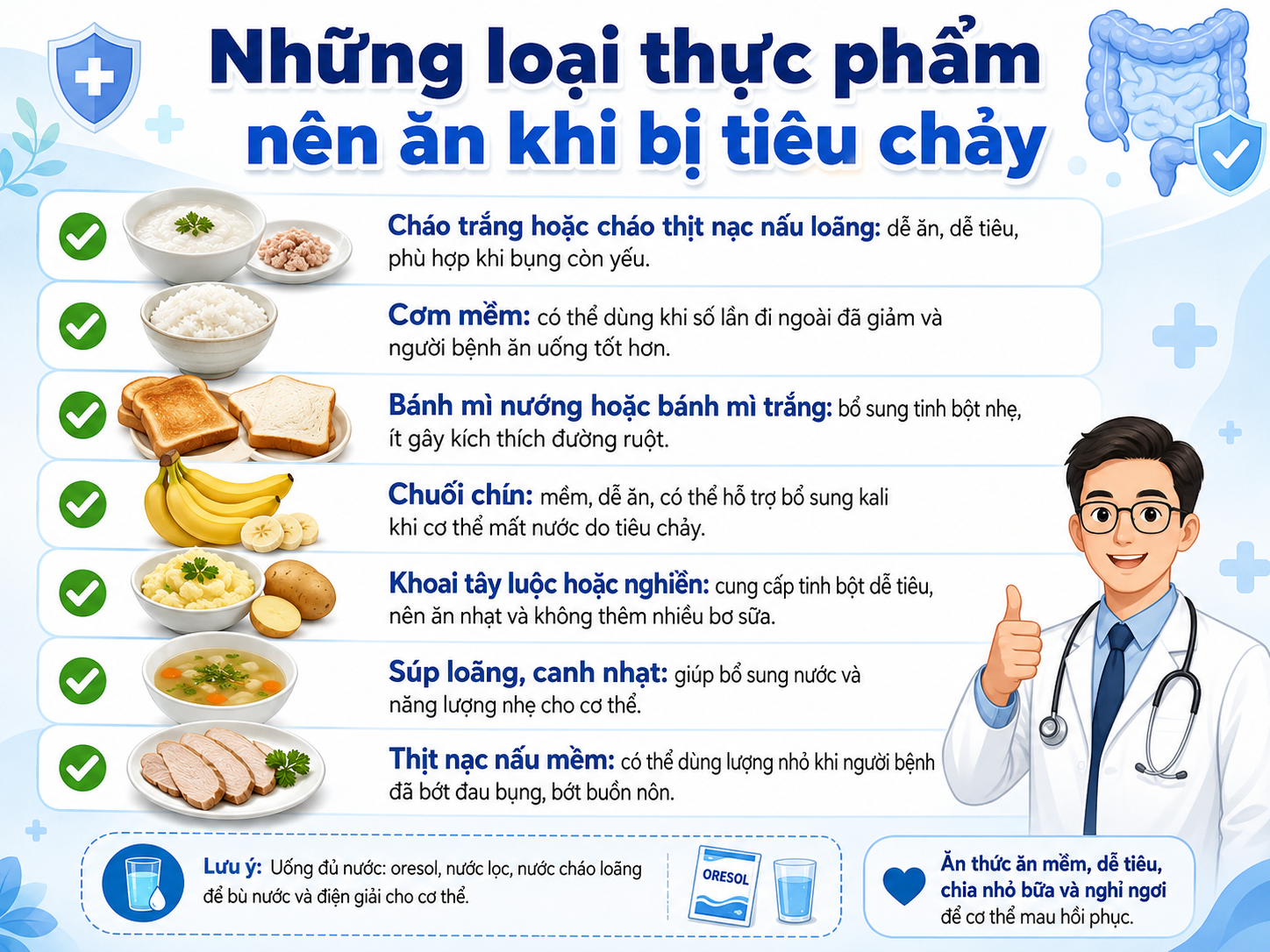 Một số thực phẩm nên ăn khi bị tiêu chảy