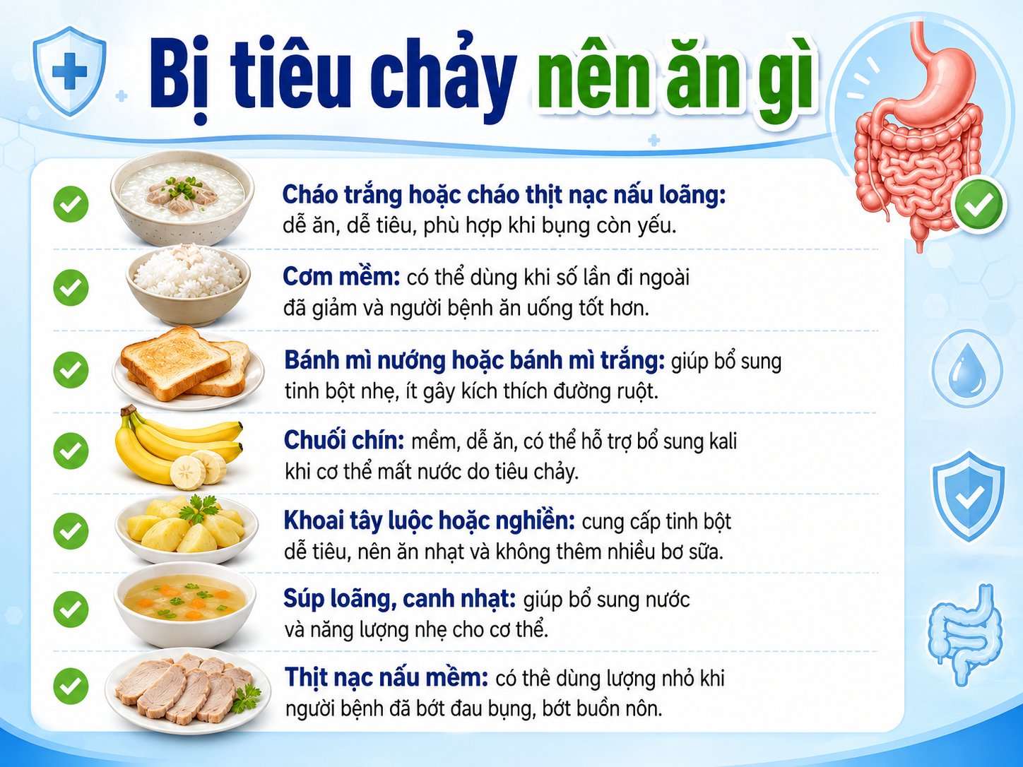 Những món nên ăn khi bị tiêu chảy