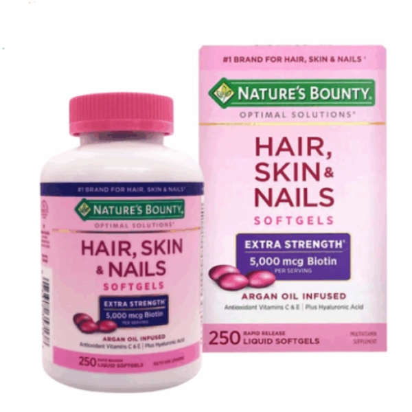 Viên uống Hair, Skin & Nails Nature's Bounty hỗ trợ nuôi dưỡng da sáng khỏe, tóc chắc khoẻ, móng cứng cáp và bổ sung vitamin, khoáng chất cho cơ thể (Hộp 250 viên) Vien-uong-Hair-Skin-Nails-Natures-Bounty-ho-tro-nuoi-duong-da-sang-khoe-toc-chac-khoe-mong-cung-cap-va-bo-sung-vitamin-khoang-chat-cho-co-the-hop-250-vien
