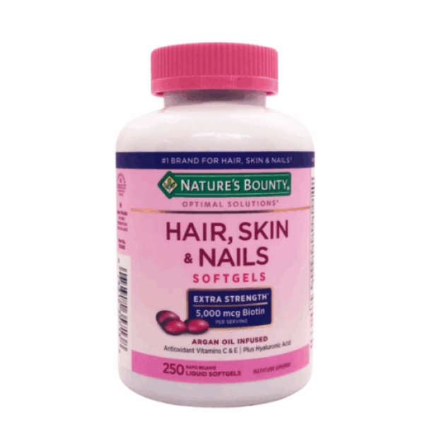 Viên uống Hair, Skin & Nails Nature's Bounty hỗ trợ nuôi dưỡng da sáng khỏe, tóc chắc khoẻ, móng cứng cáp và bổ sung vitamin, khoáng chất cho cơ thể (Hộp 250 viên) Vien-uong-Hair-Skin-Nails-Natures-Bounty-ho-tro-nuoi-duong-da-sang-khoe-toc-chac-khoe-mong-cung-cap-va-bo-sung-vitamin-khoang-chat-cho-co-the-hop-250-vien