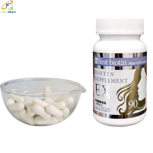 Viên uống Supplement EX Best Biotin hỗ trợ giảm rụng tóc, kích thích mọc tóc (Hộp 90 viên) Vien-uong-Supplement-EX-Best-Biotin-ho-tro-giam-rung-toc-kich-thich-moc-toc-Hop-90-vien