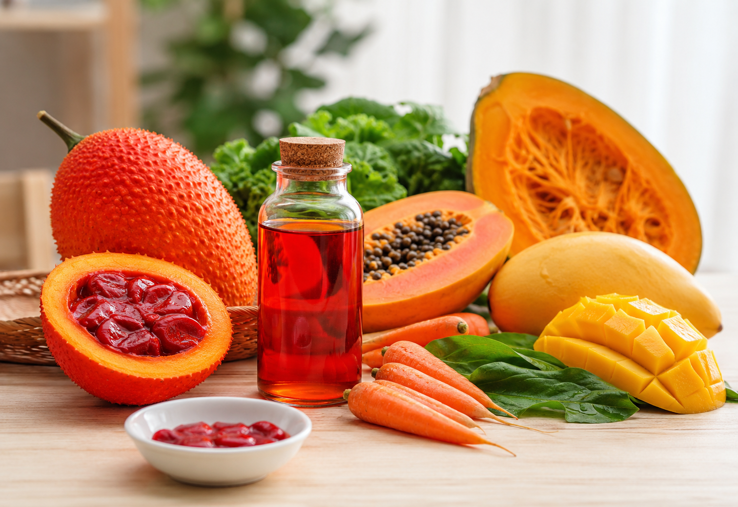 Dầu gấc và thực phẩm giàu beta-carotene hỗ trợ chăm sóc mắt