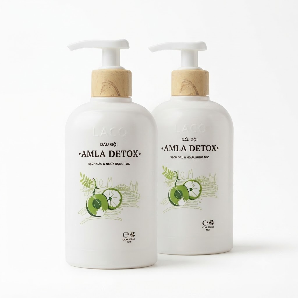 Dầu gội Amla Detox Laco làm sạch sâu, trị gàu và phục hồi hư tổn chai 300ml Dầu gội Amla Detox Laco làm sạch sâu, trị gàu và phục hồi hư tổn chai 300ml