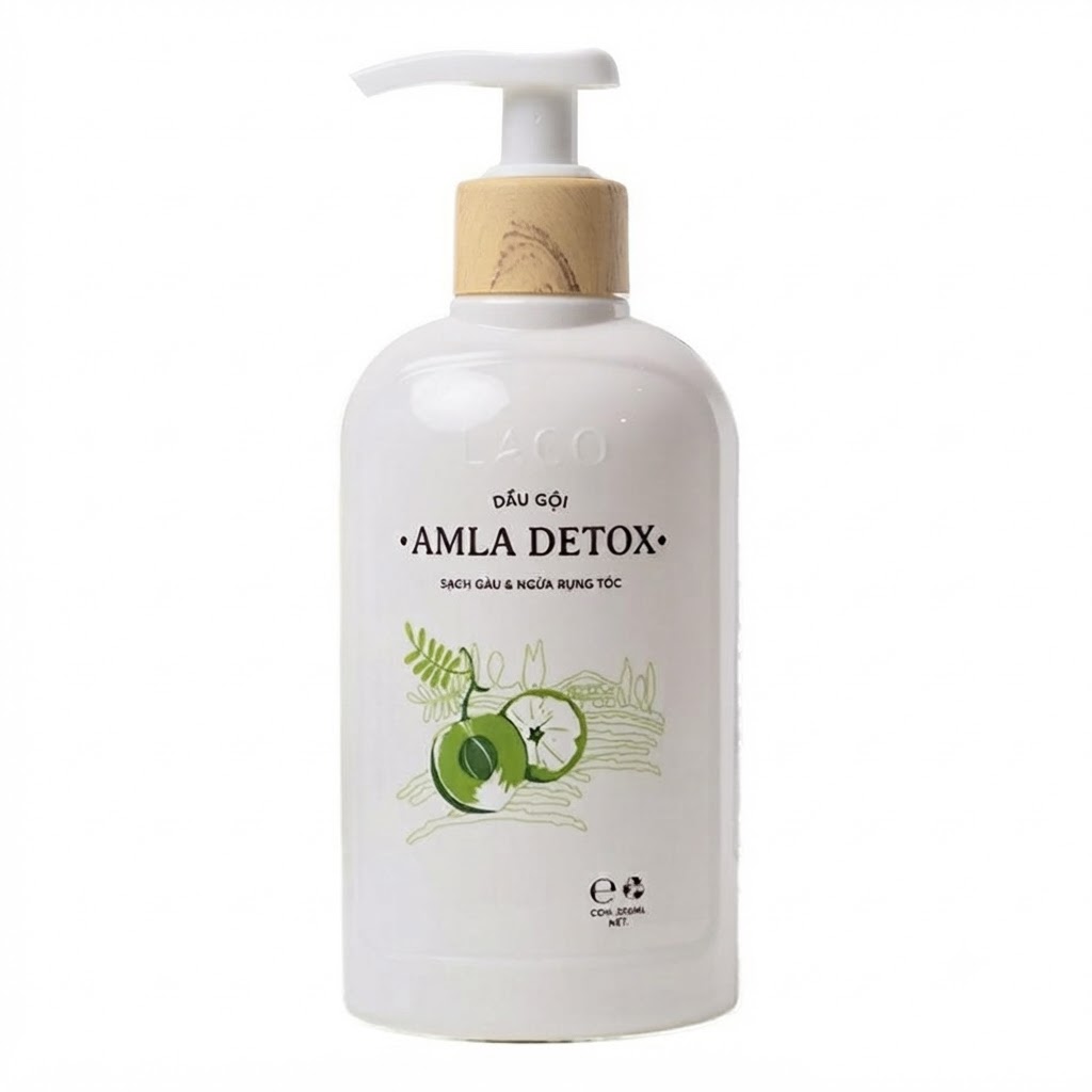 Dầu gội Amla Detox Laco làm sạch sâu, trị gàu và phục hồi hư tổn chai 300ml Dầu gội Amla Detox Laco làm sạch sâu, trị gàu và phục hồi hư tổn chai 300ml