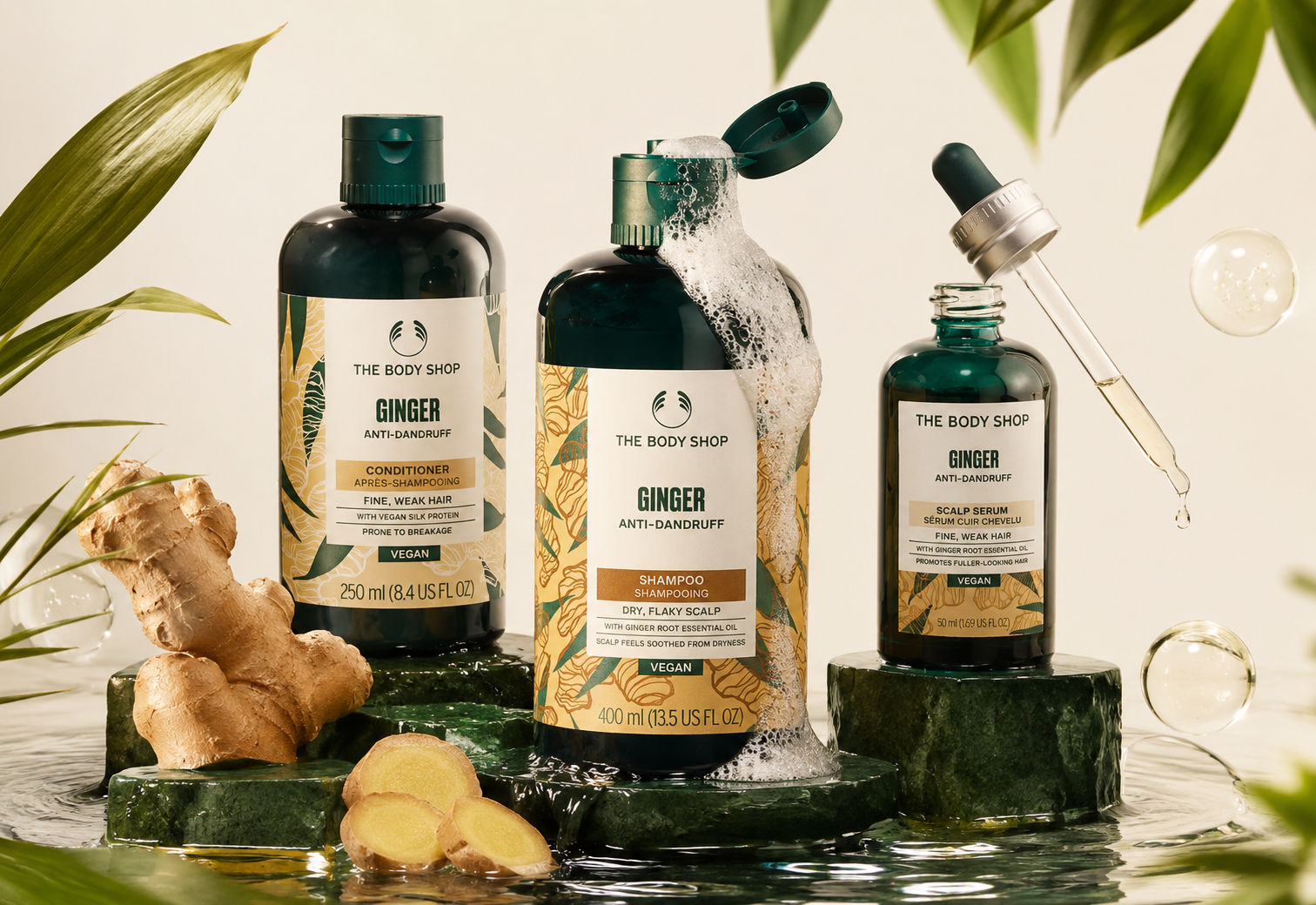 Dầu gội Ginger Scalp Care Shampoo The Body Shop loại bỏ gàu, giúp tóc chắc khỏe mềm mượt 400ml