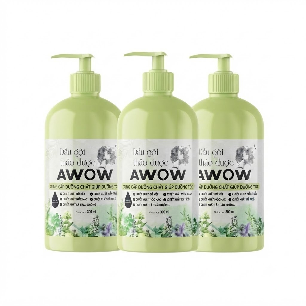 Dầu gội thảo dược Awow giảm rụng tóc, giảm gàu hiệu quả 300ml Dầu gội thảo dược Awow giảm rụng tóc, giảm gàu hiệu quả 300ml