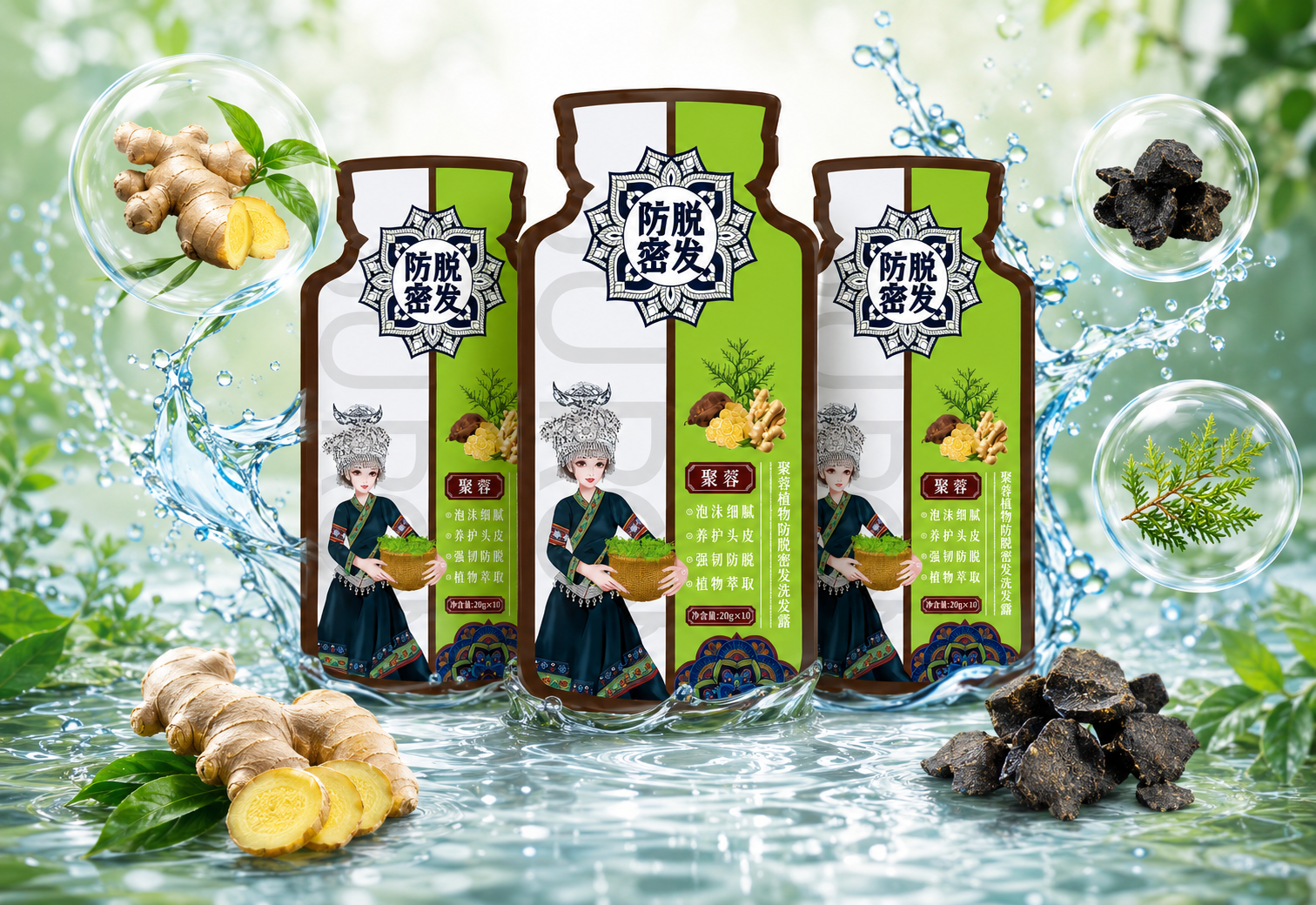 Dầu gội thảo dược JUCONG ELBON Hàn Quốc chống rụng, kích thích mọc tóc hộp 10 gói x 20ml 