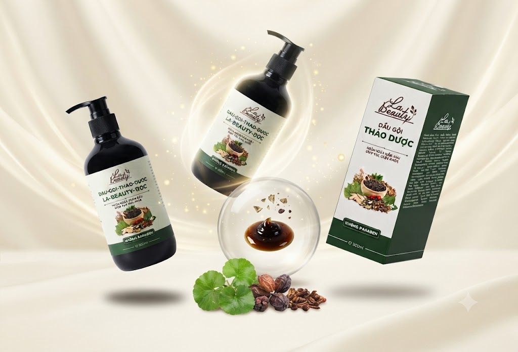 Dầu gội Thảo Dược La Beauty làm sạch tóc và da đầu, giảm gãy rụng, phục hồi hư tổn 300ml