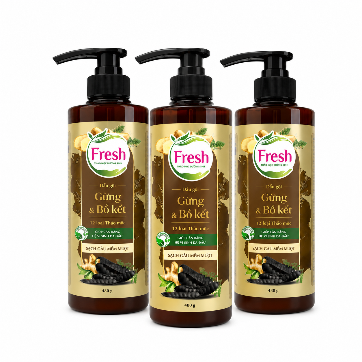 Dầu gội thảo mộc dưỡng sinh Fresh giúp tóc sạch gàu mềm mượt, chắc khỏe bồng bềnh chai 480ml Dầu gội thảo mộc dưỡng sinh Fresh giúp tóc sạch gàu mềm mượt, chắc khỏe bồng bềnh chai 480ml
