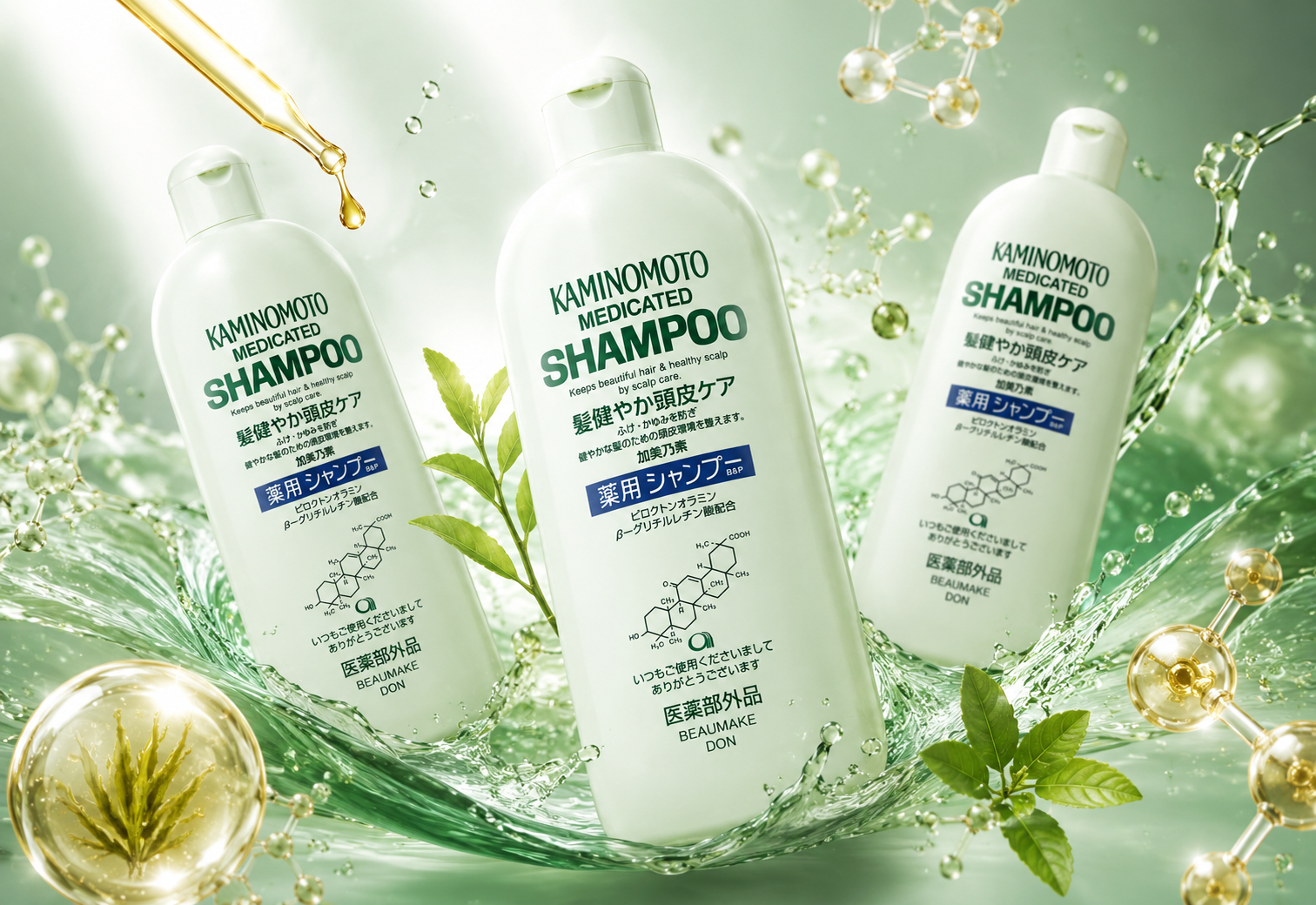 Dầu gội trị hói Medicated Shampoo Kaminomoto ngăn ngừa rụng tóc, làm sạch kháng viêm và kích thích tóc mọc chai 300ml