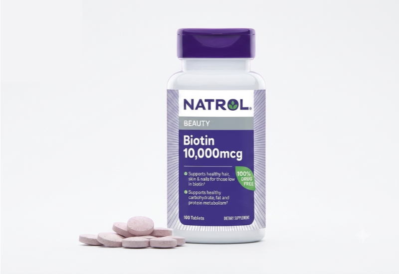 Viên uống mọc tóc Biotin Beauty Natrol giúp giảm rụng, kích thích mọc tóc và hỗ trợ tóc chắc khỏe. 