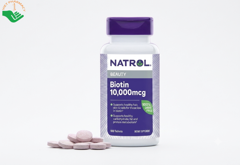 Viên uống mọc tóc Biotin Beauty Natrol giúp giảm rụng, kích thích mọc tóc và hỗ trợ tóc chắc khỏe.