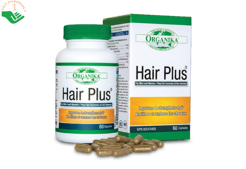 Viên uống mọc tóc Organika Hair Plus giúp giảm gãy rụng, nuôi dưỡng nang tóc và kích thích mọc tóc.