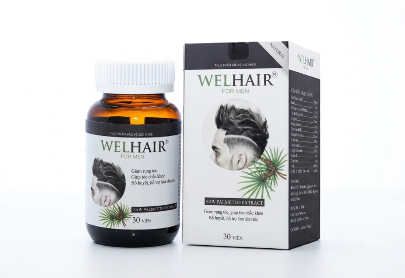 Viên uống mọc tóc Welhair For Men giảm rụng tóc, hạn chế hư tổn và giúp tóc chắc khỏe. 