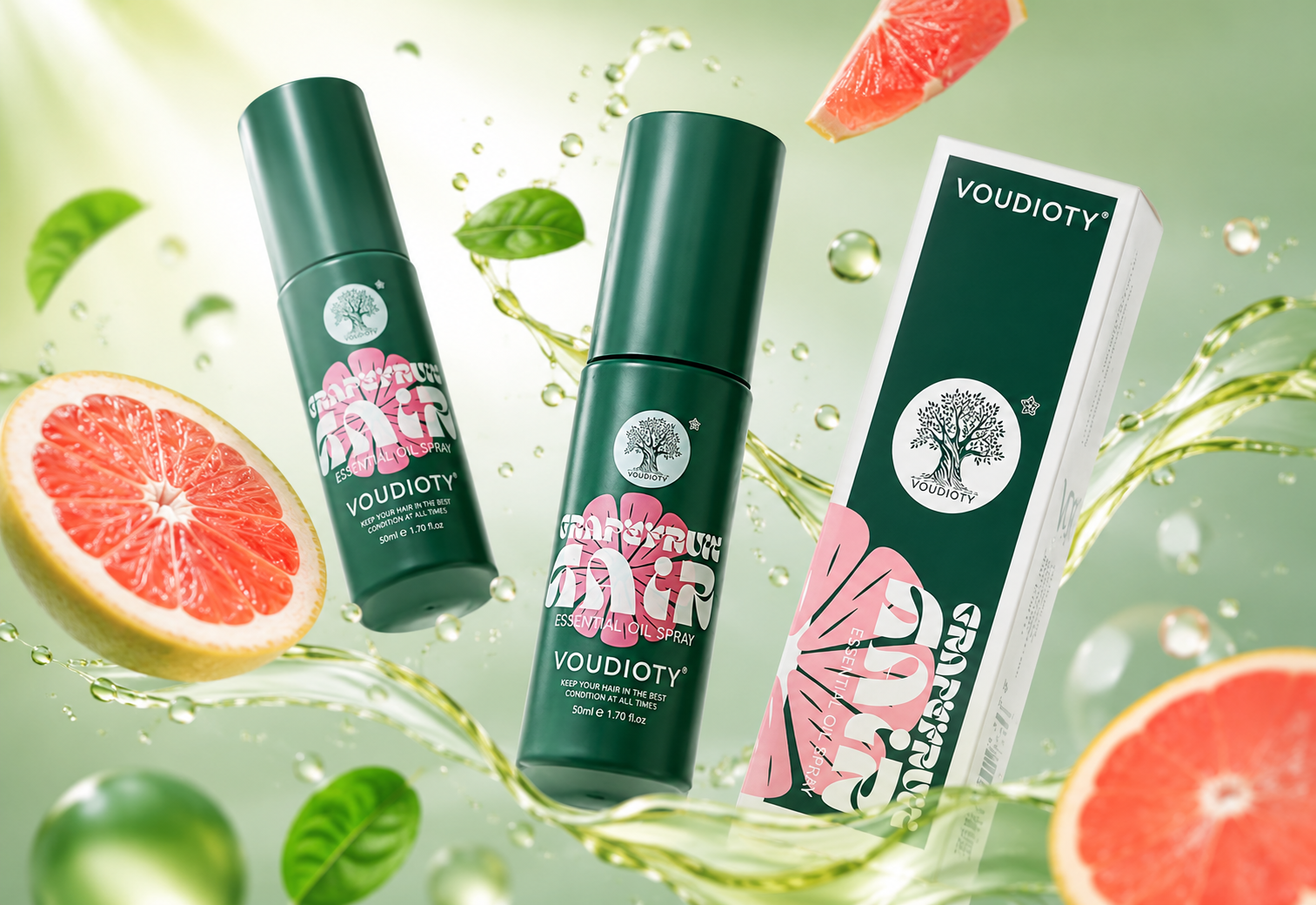 Xịt dưỡng tóc bưởi Biotin Grapefruit Hair Essential Oil Spray Voudioty kích thích mọc tóc, dưỡng tóc chắc khỏe chai 50ml