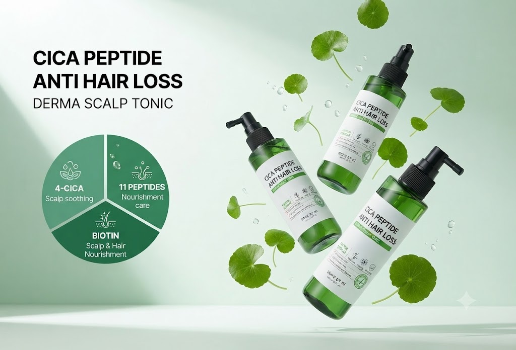 Xịt dưỡng tóc Cica Peptide Anti Hair Loss Derma Scalp Tonic Some By Mi nuôi dưỡng tóc, giảm xơ rối gãy rụng giúp tóc chắc tóc chắc khỏe, bóng mượt 150mL