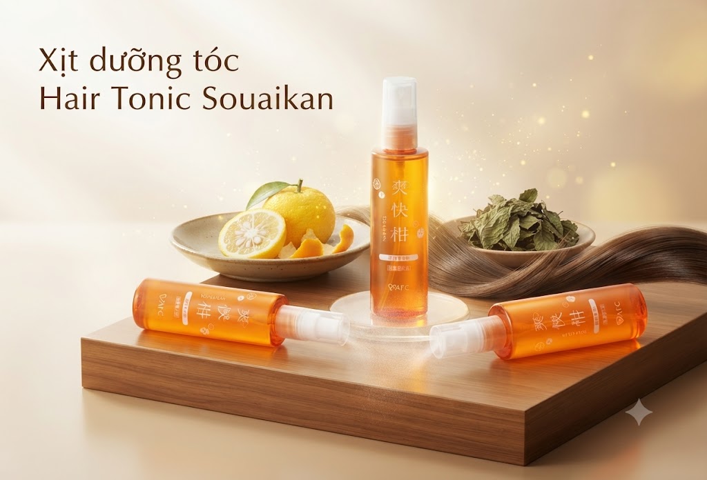 Xịt dưỡng tóc Hair Tonic Soukaikan cung cấp độ ẩm cho tóc, giúp tóc chắc khỏe và óng mượt 120ml