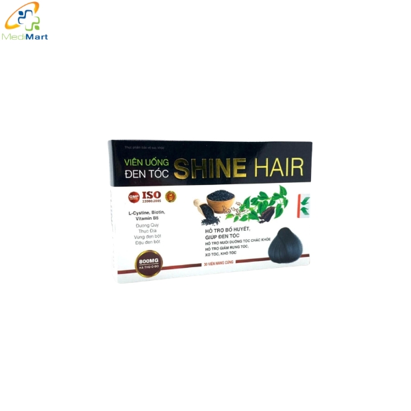 Viên uống đen tóc Shine Hair hỗ trợ giảm rụng tóc, kích thích mọc tóc (Hộp 30 viên) Vien-uong-den-toc-Shine-Hair-ho-tro-giam-rung-toc-kich-thich-moc-toc-Hop-30-vien
